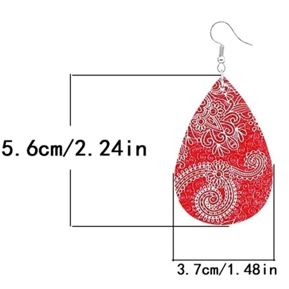 𝅺PU Leather Tear Drop Turquoise Earrings - Picture 3 of 6